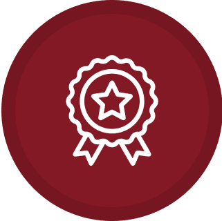 Award ribbon with star on red background.
