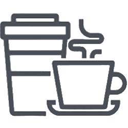 Two coffee cups, one to-go and one with steam.